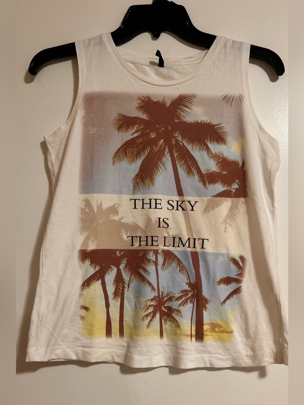 United Colors Of Benetton White Palm Sunset Tank